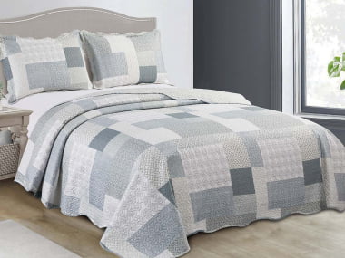 Colcha Patchwork Casal 3 Peças Dupla Face - Parlo